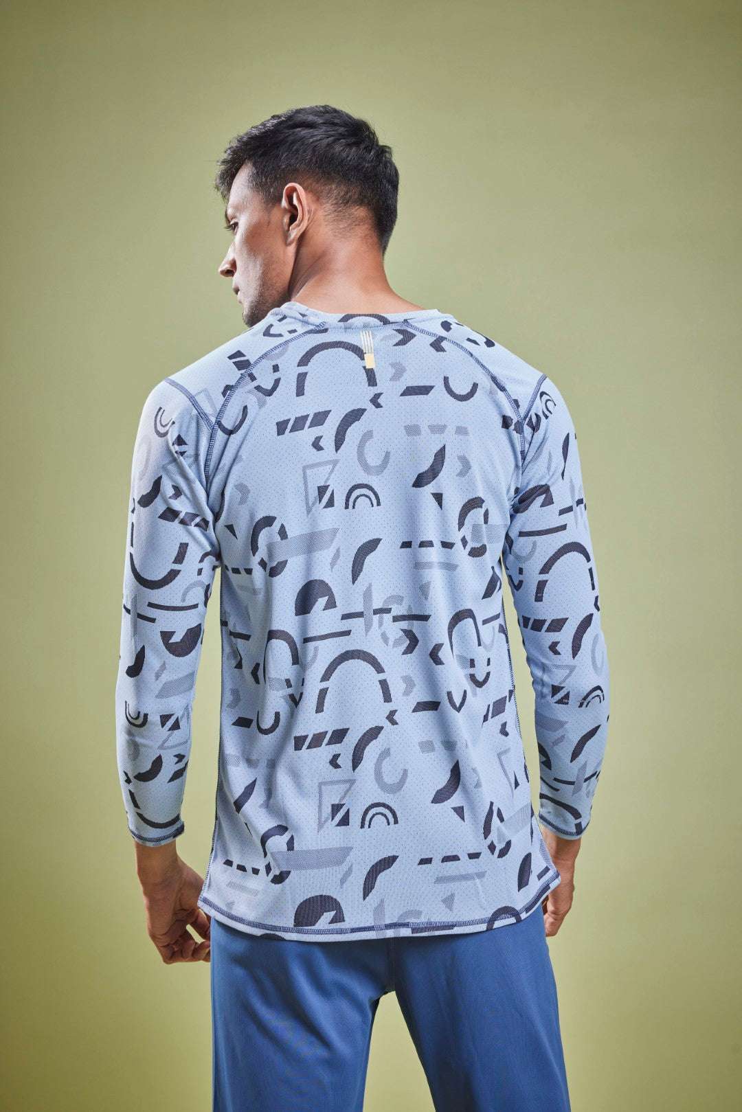 Men Abstract Print Slim Fit Crew Neck T-shirt at Wholesale Price J 126 | 6 Pcs Box