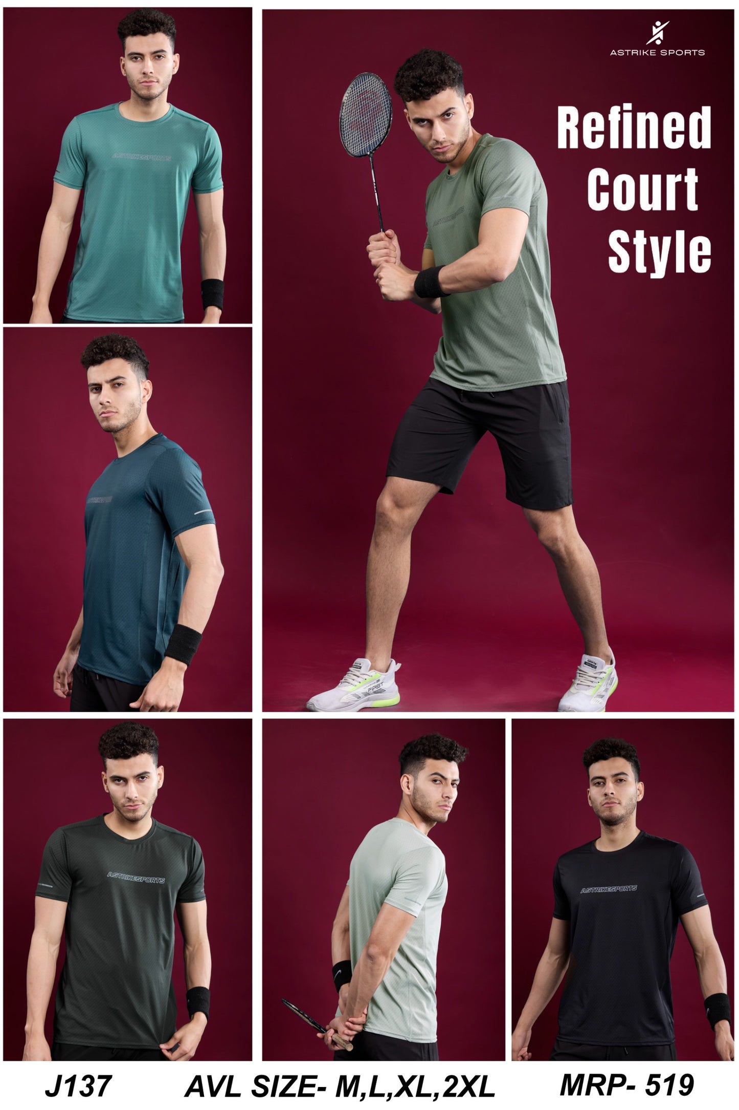 Men Solid Slim Fit Round Neck T-shirt at Wholesale Price J-137 | 6 Pcs