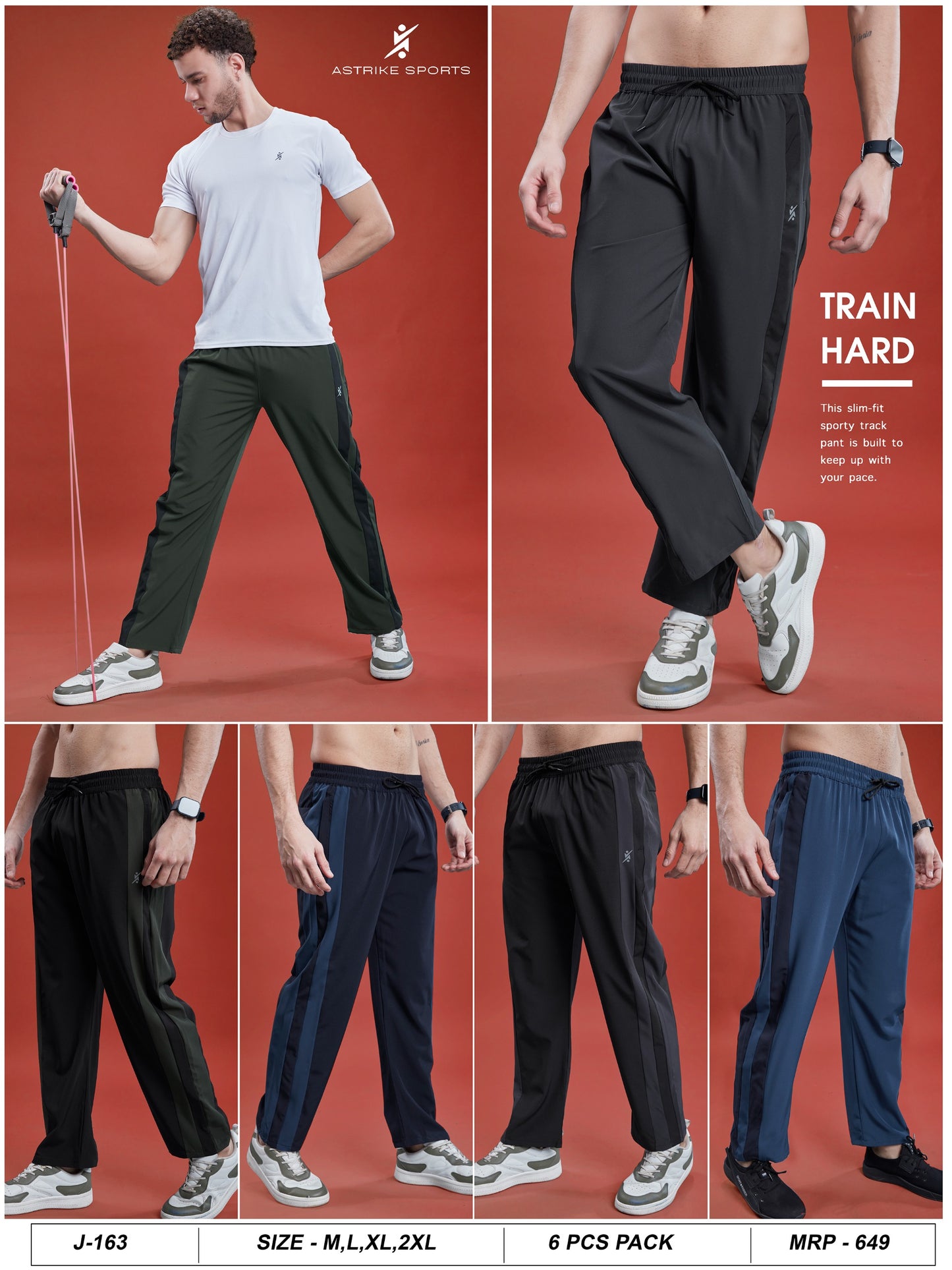 Men Regular Fit Sports Track pant at Wholesale Price J-163 New | 6 Pcs Box