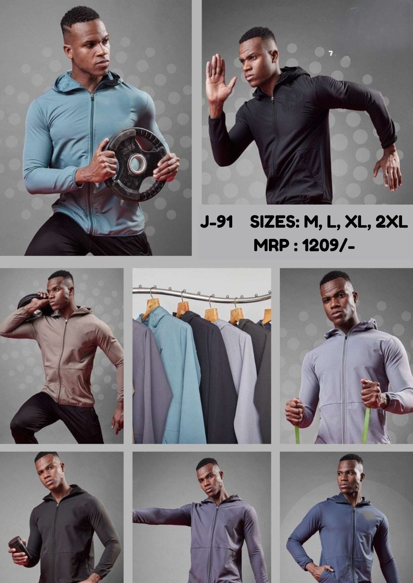Men Solid Slim Fit Mock Neck Jacket at Wholesale Price J 91 | 8 Pcs Box