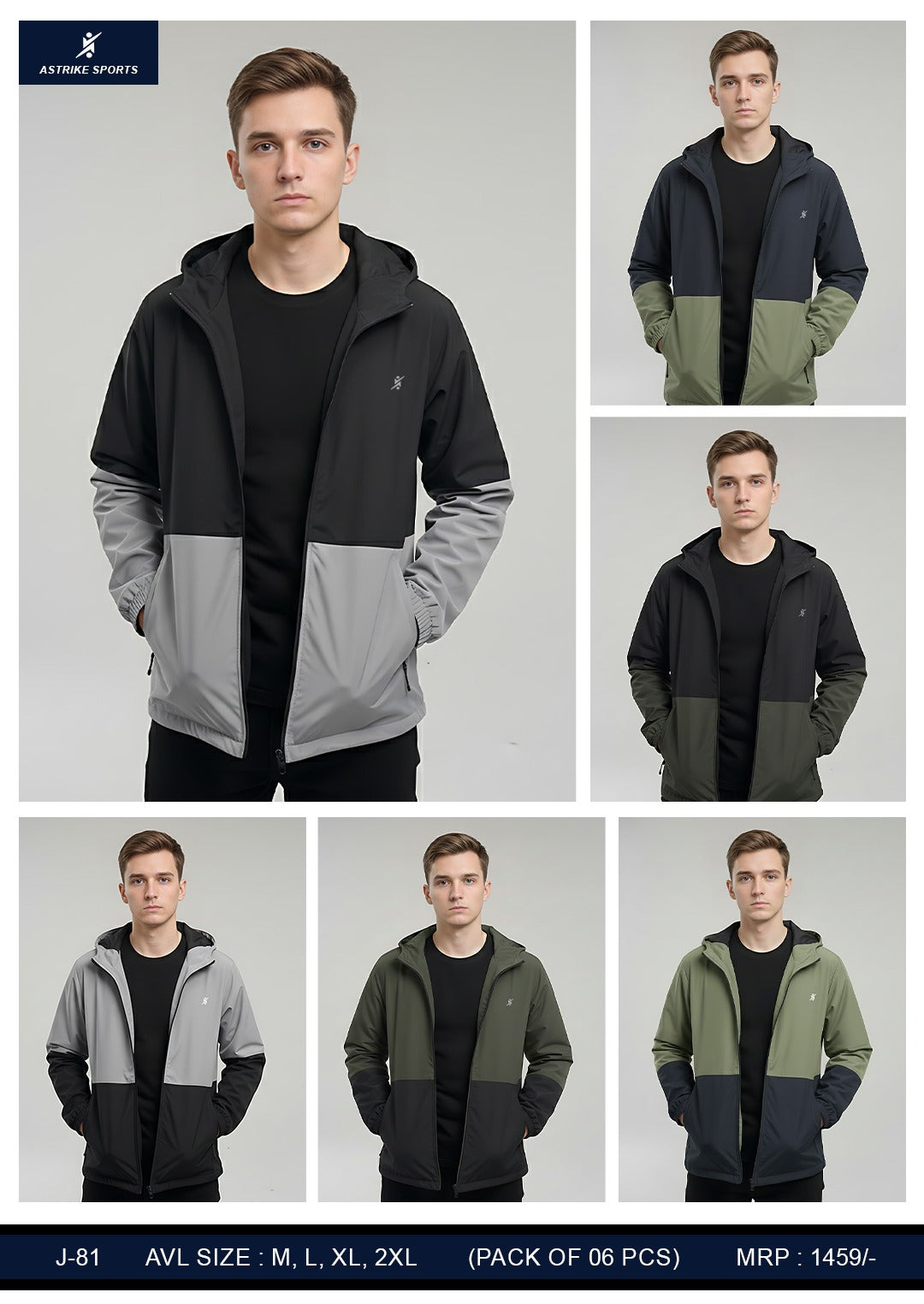 Astrike Sportswear Winter Jacket Full Sleevs at Wholesale Price J-81 | 6 Pcs Box