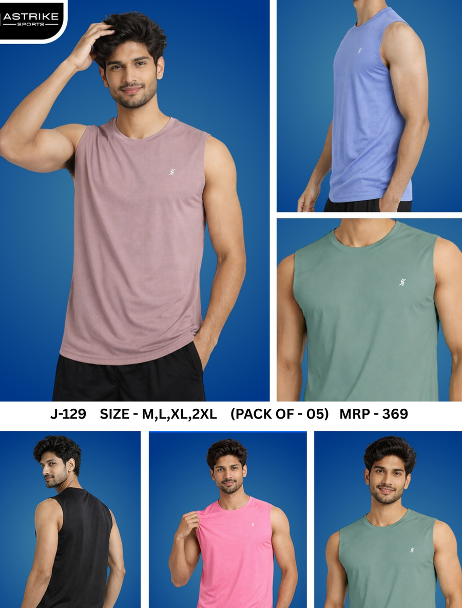 ASTRIKE SPORTS Crew Neck Innerwear Vest at Wholesale Price J 129 New | 5Pcs Box