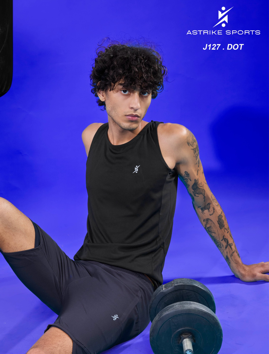 Men Slim Fit Crew Neck Innerwear Vest at Wholesale Price J 127 Dot | 8 Pcs Box