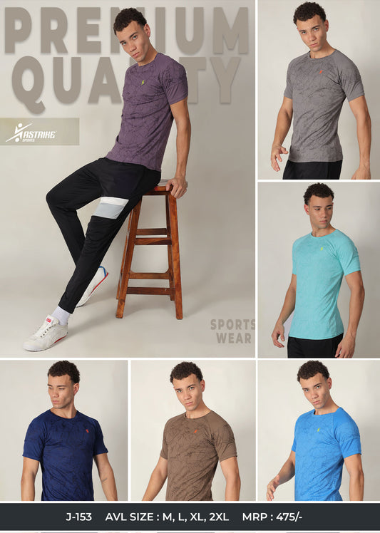 J-153 Men's Crew Neck AOP Slim Fit Half Sleeve T-Shirt | 6 Pcs Packing