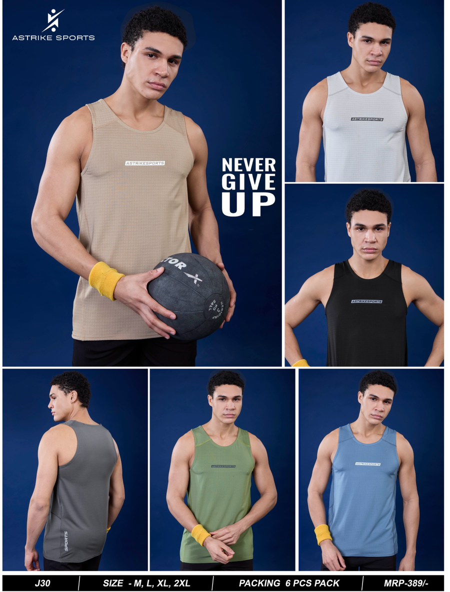 Men Slim Fit Crew Neck Innerwear Vest at Wholesale Price J-30 | 6 Pcs Box