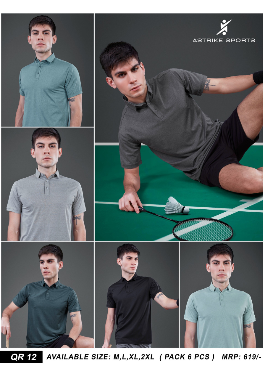Men Slim Polo Neck T-shirt at Wholesale Price QR-12 | 6 Pcs Box