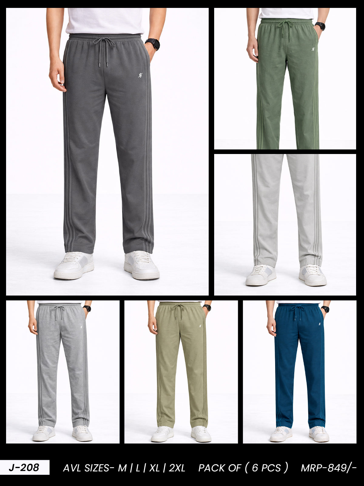 Men Regular Fit Sports Cotton Milanch Track pant at Wholesale Price J-208 | 6 Pcs Box