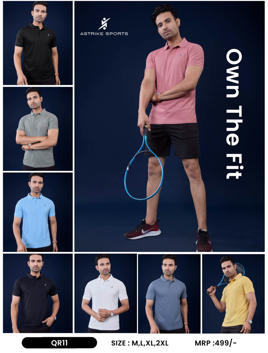 Men Slim Polo Neck T-shirt at Wholesale Price QR 11 New | 8 Pcs Box