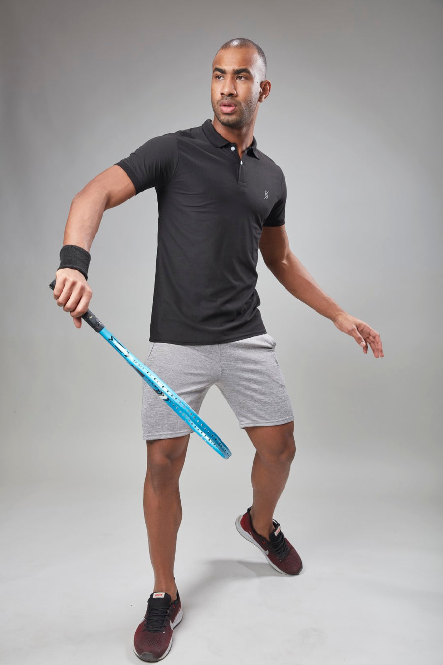 Men Slim Polo Neck T-shirt at Wholesale Price QR 11 Special Black | 4 Pcs Box