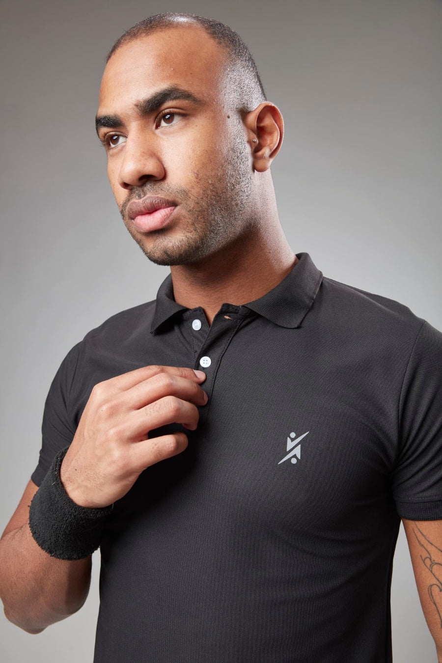 Men Slim Polo Neck T-shirt at Wholesale Price QR 11 Special Black | 4 Pcs Box