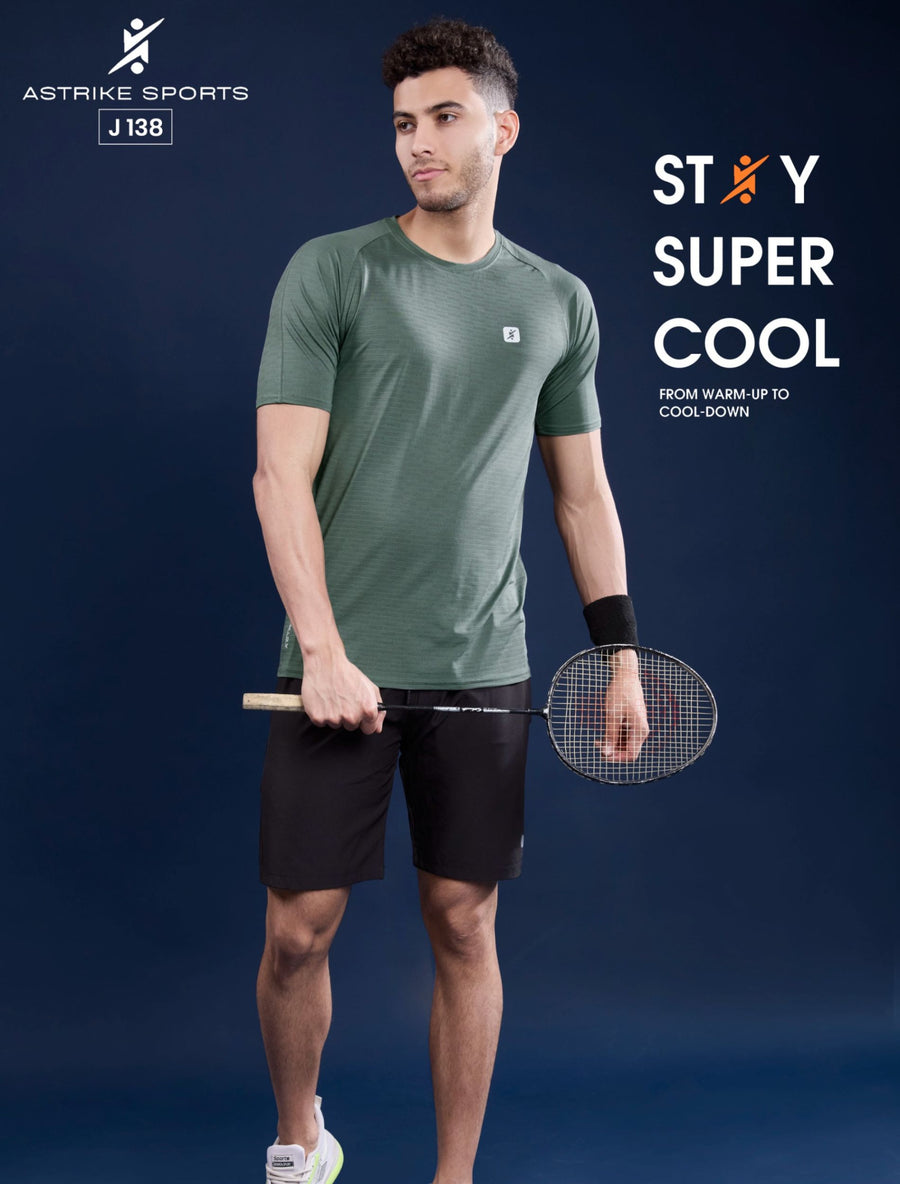 Men Solid Slim Fit Round Neck T-shirt at Wholesale Price J-138 | 6 Pcs