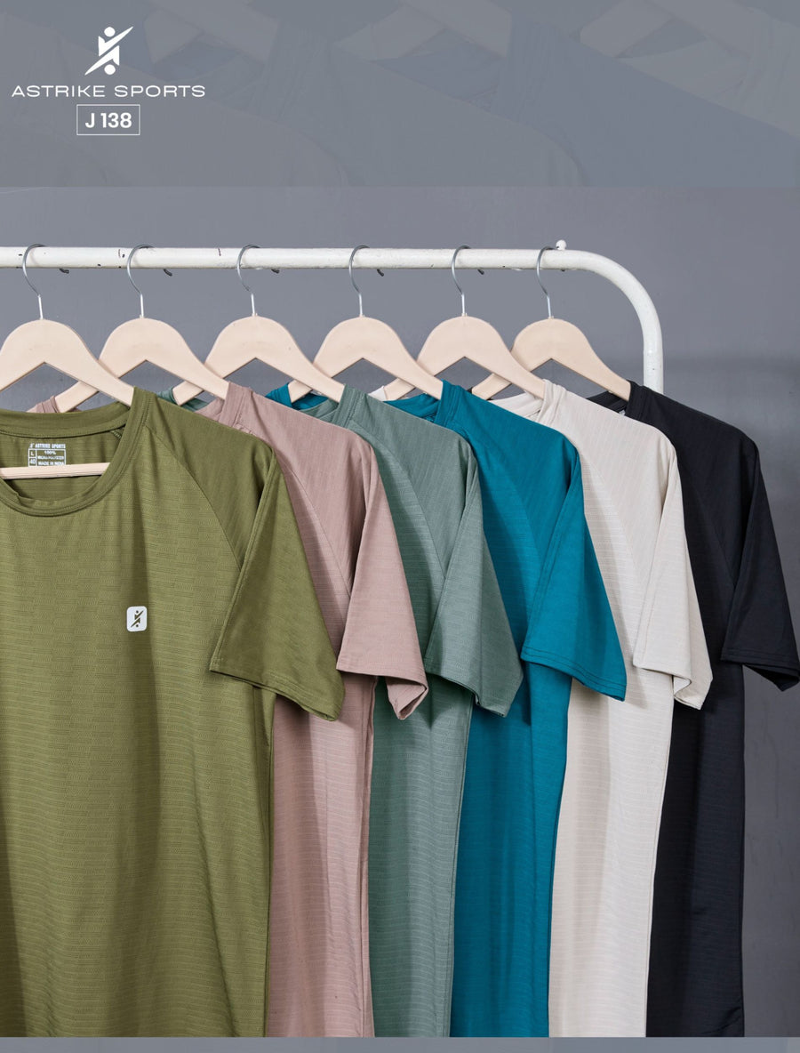 Men Solid Slim Fit Round Neck T-shirt at Wholesale Price J-138 | 6 Pcs