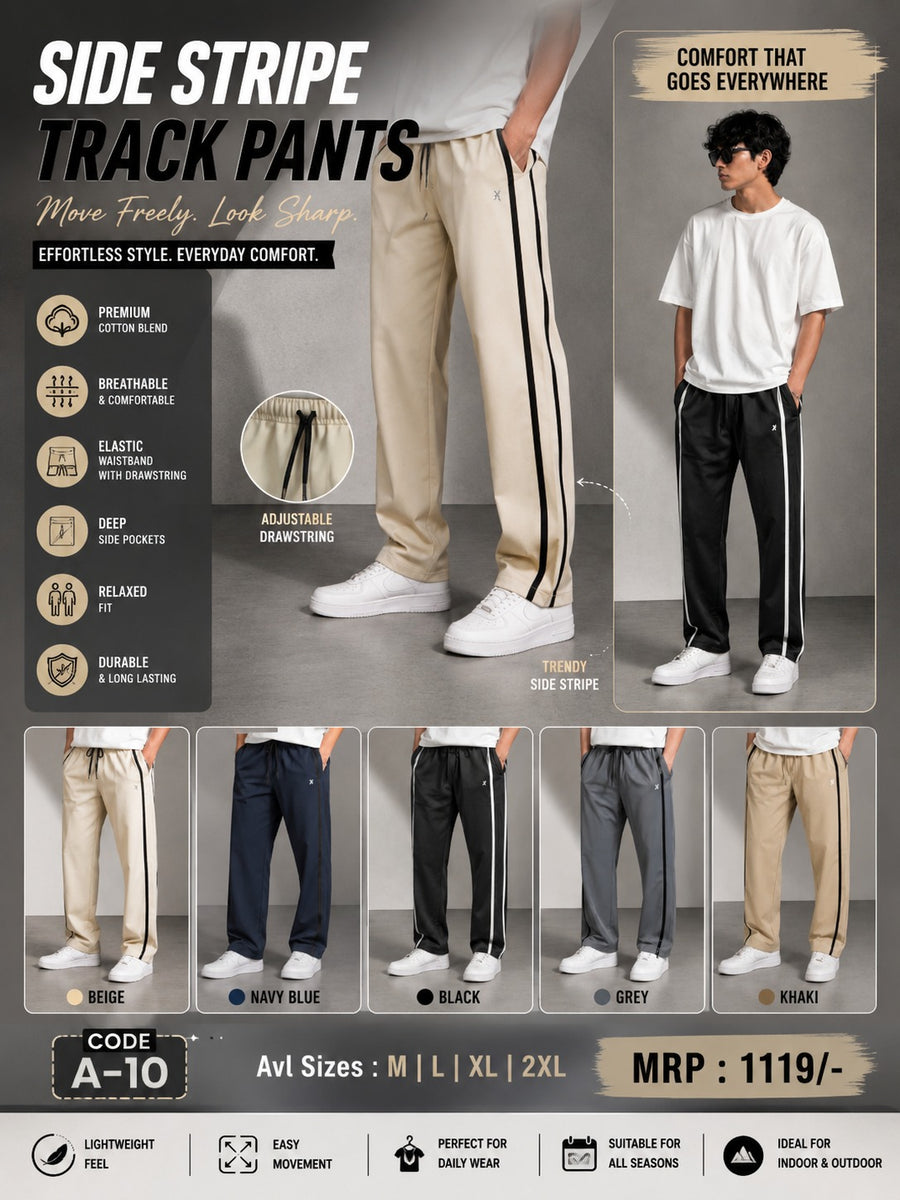 Men Solid Baggy Fit Trackpant at Wholesale Price A-10 | 6 Pcs Box