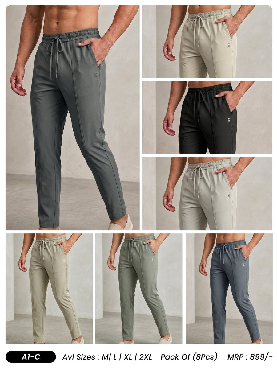 Men Solid Relax Fit Sports Trackpants at Wholesale Price A-1C | 8 Pcs Box