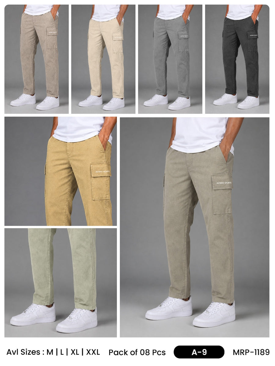 Men Regular Fit Sports Cargo Track pant at Wholesale Price A-9 | 8 Pcs Box