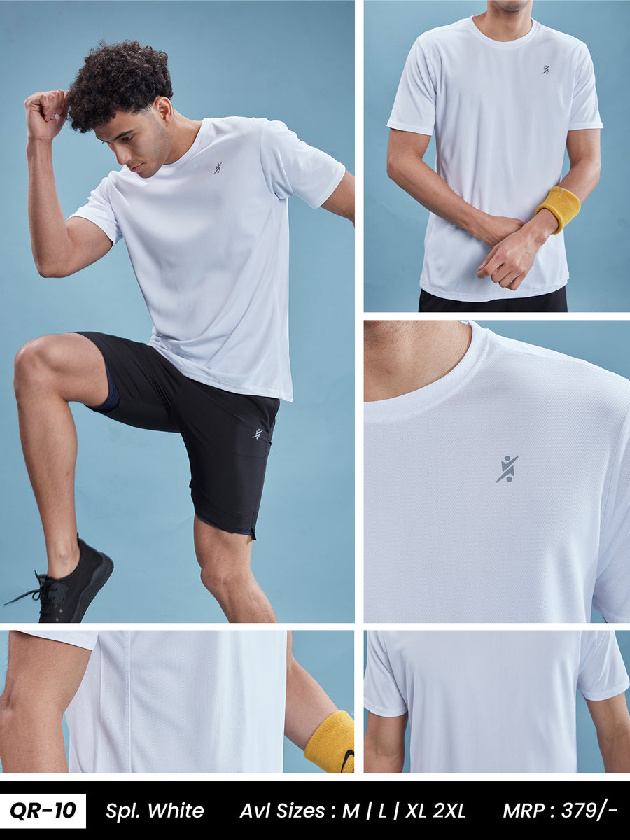 Men Slim Crew Neck T-shirt at Wholesale Price QR 10 Special White | 4 Pcs Box