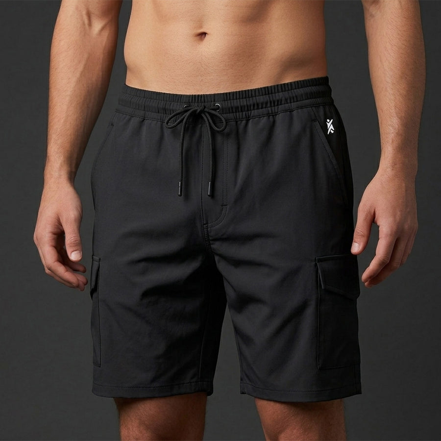 Men Solid Slim Fit Cargo Short Pant at Wholesale Price J-80C | 8 Pcs Box
