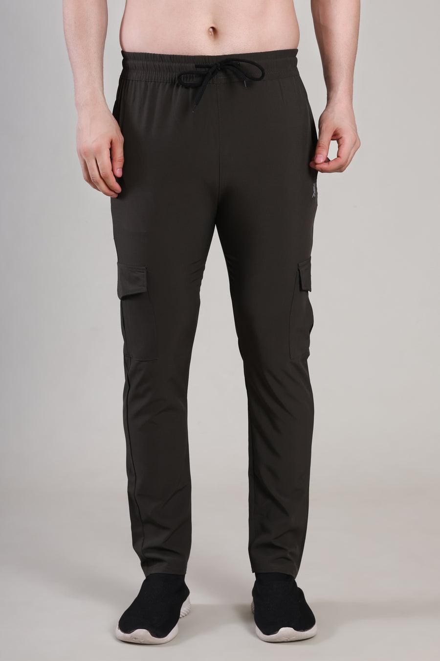 Men Solid Relax Fit Sports Cargo Trackpants at Wholesale Price QR 87 | 8 Pcs Box