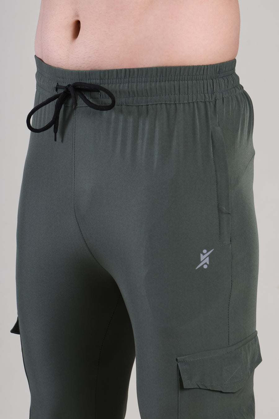Men Solid Relax Fit Sports Cargo Trackpants at Wholesale Price QR 87 | 8 Pcs Box