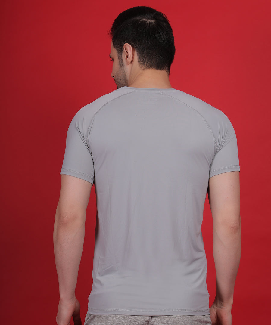 Men Solid Slim Fit Round Neck Compression T-shirt at Wholesale Price J-136 | 6 Pcs Box