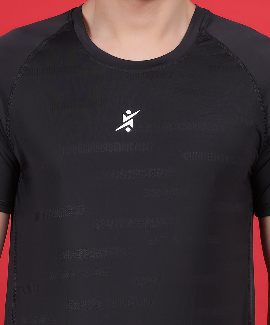 Men Solid Slim Fit Round Neck Compression T-shirt at Wholesale Price J-136 | 6 Pcs Box