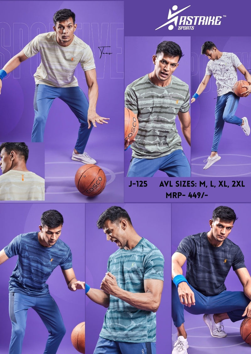 J-125 Men Jacquard Slim Fit Round Neck T-shirt | 6 Pcs Packing