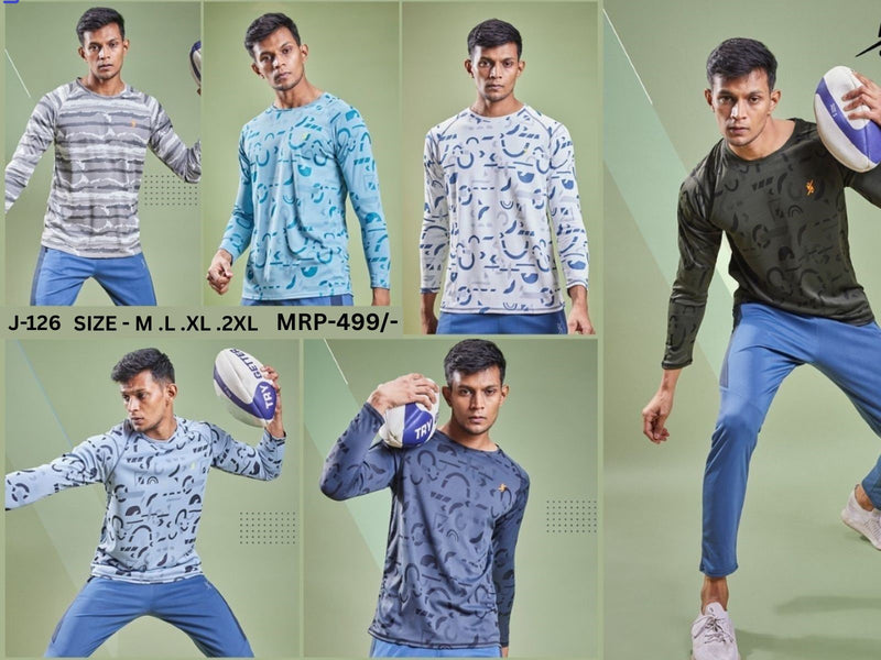 Men Abstract Print Slim Fit Crew Neck T-shirt at Wholesale Price J 126 | 6 Pcs Box