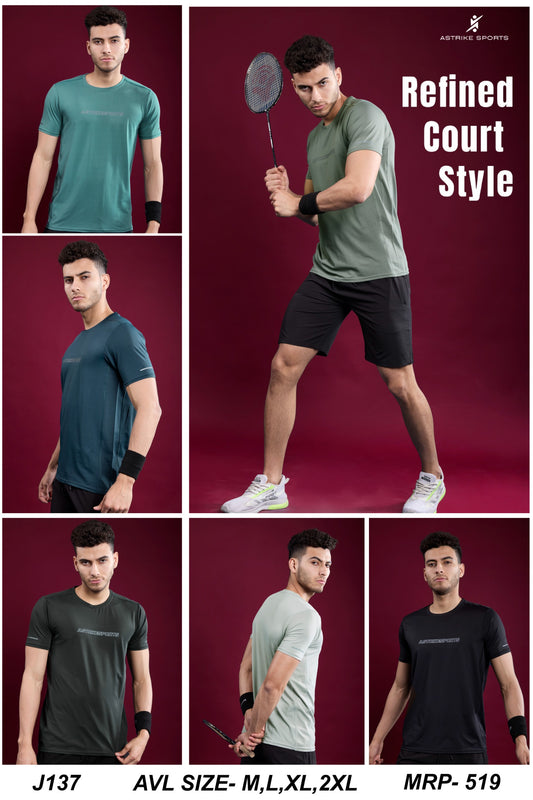 Men Solid Slim Fit Round Neck T-shirt at Wholesale Price J-137 | 6 Pcs
