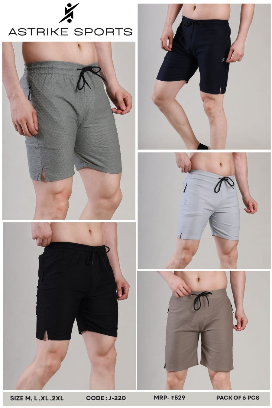 Men's Regular Fit Shorts at Wholesale Price J 220 | 6 pcs packing