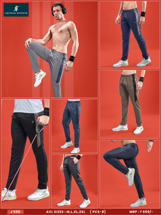 Men Solid Slim Fit Trackpants at Wholesale Price J 590 | 8 Pcs Box