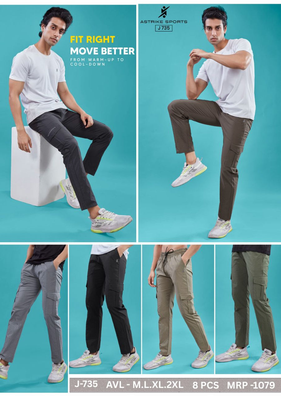 Men Regular Fit Sports Track pant at Wholesale Price J-735  | 8 Pcs Box