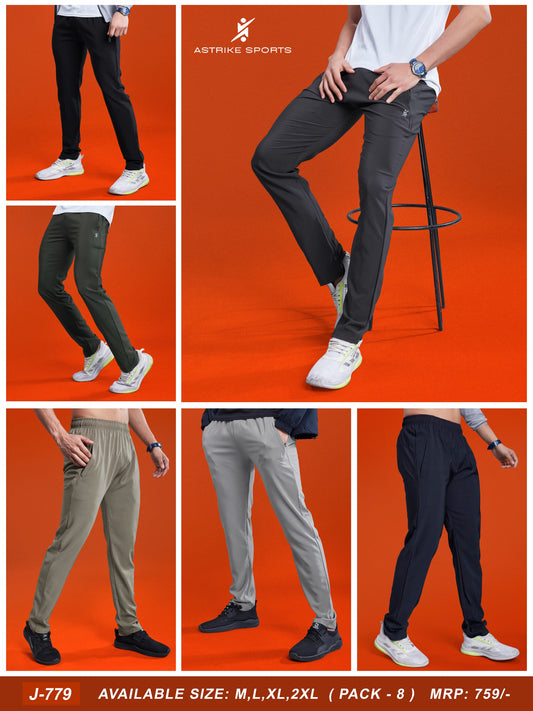 Men Solid Relax Fit Sports Trackpants at Wholesale Price J-779 | 8 Pcs Box