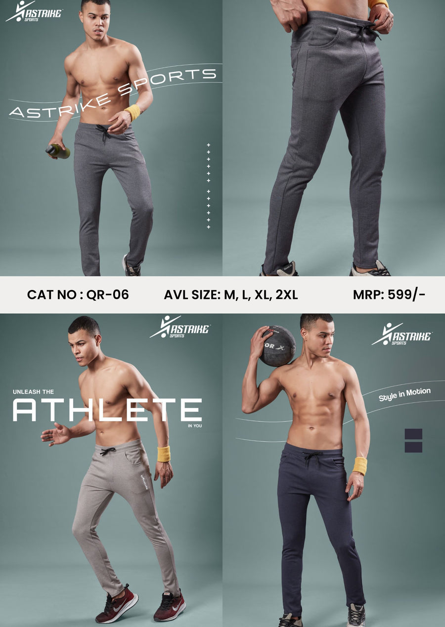 Men Solid Relax Fit Sports Trackpants at Wholesale Price QR 06 | 6 Pcs Box