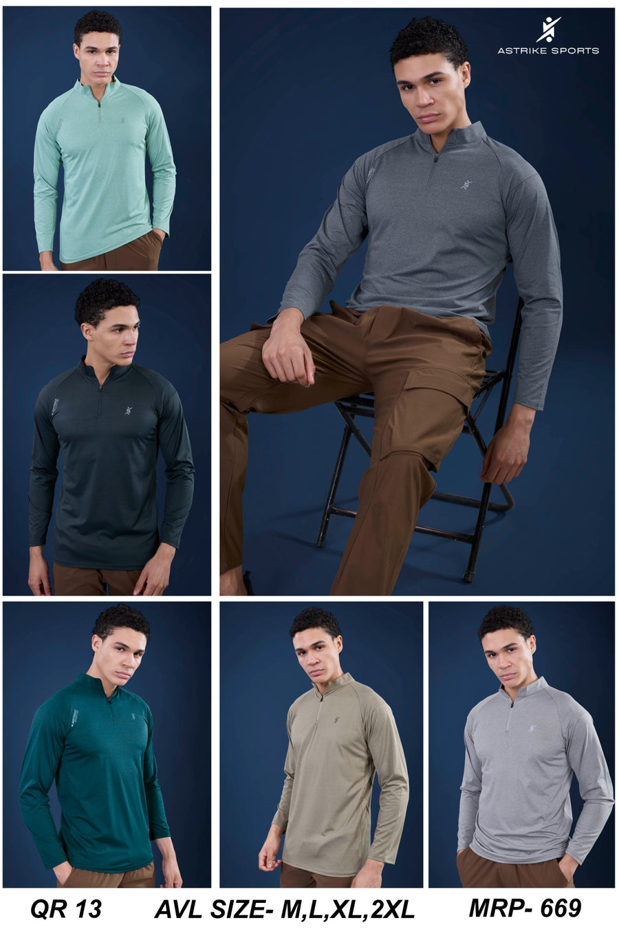 Men Slim Polo Neck T-shirt at Wholesale Price QR-13 | 6 Pcs Box