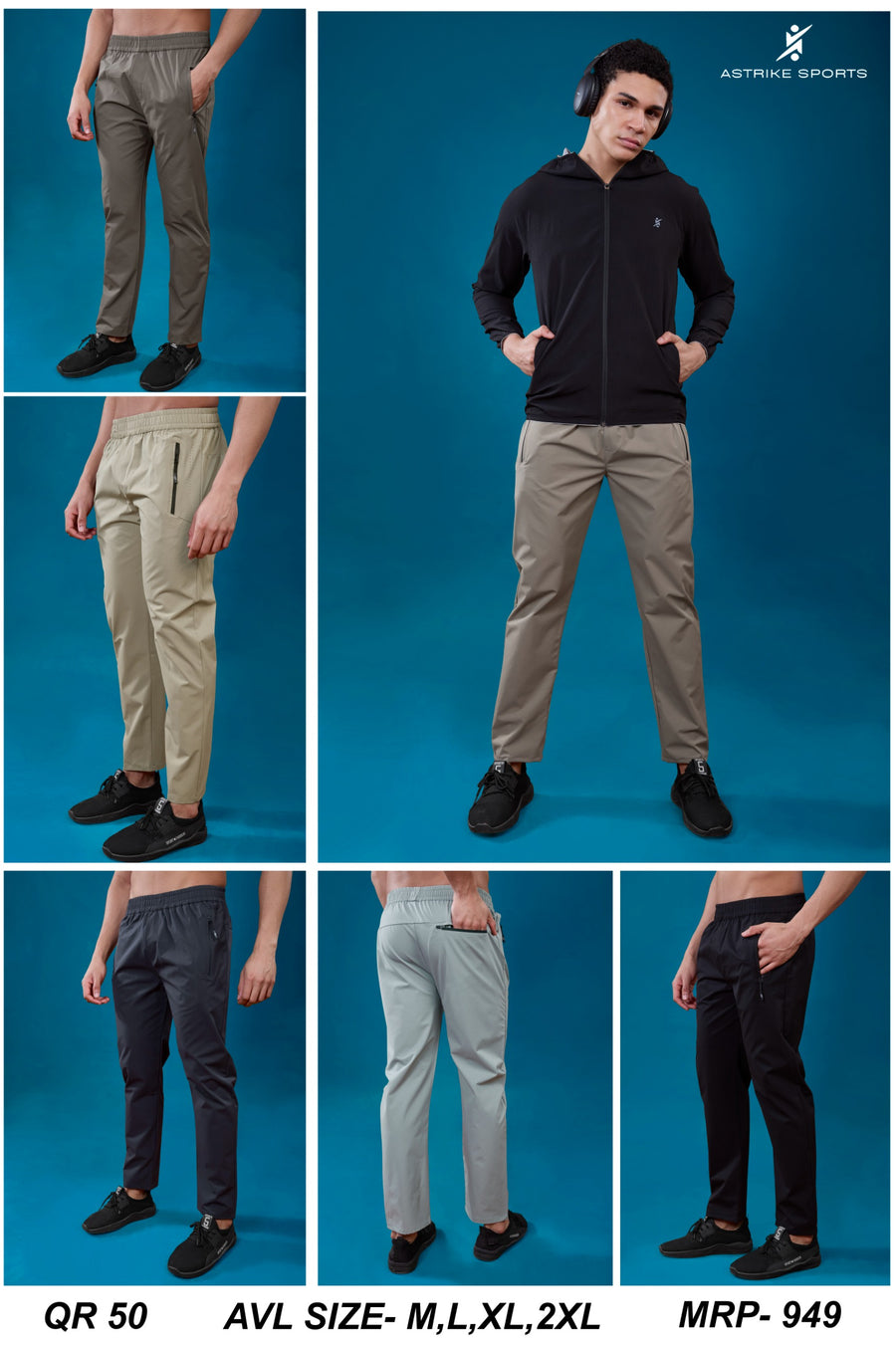 Men Regular Fit Sports Track pant at Wholesale Price QR-50 | 8 Pcs Box