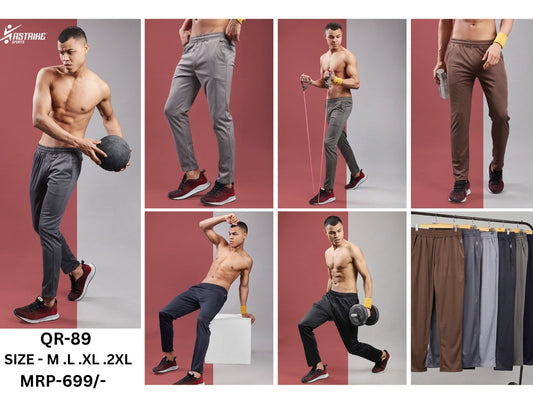 Men Solid Relax Fit Sports Trackpants at Wholesale Price QR89 | 6 Pcs Box