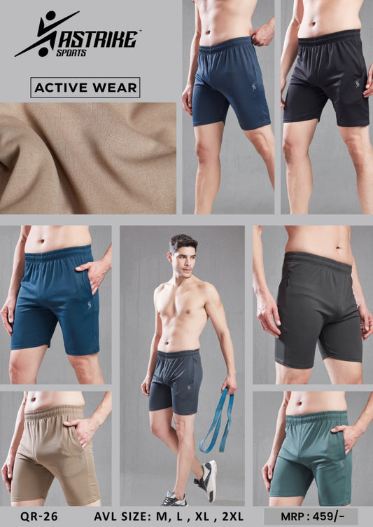 Men Solid Slim Fit Shorts with Flexion at Wholesale Price QR 26 | 8 Pcs Box