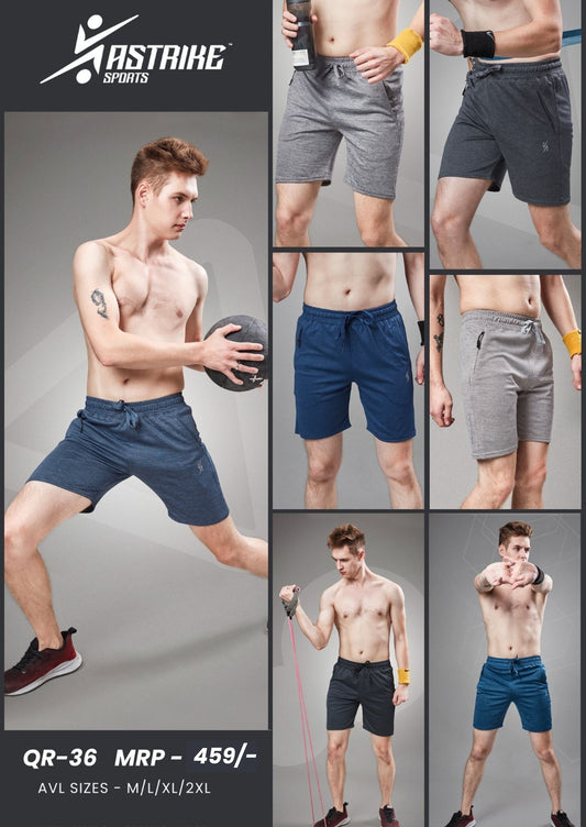Men Solid Slim Fit Shorts at Wholesale Price QR 36 | 8 Pcs Box