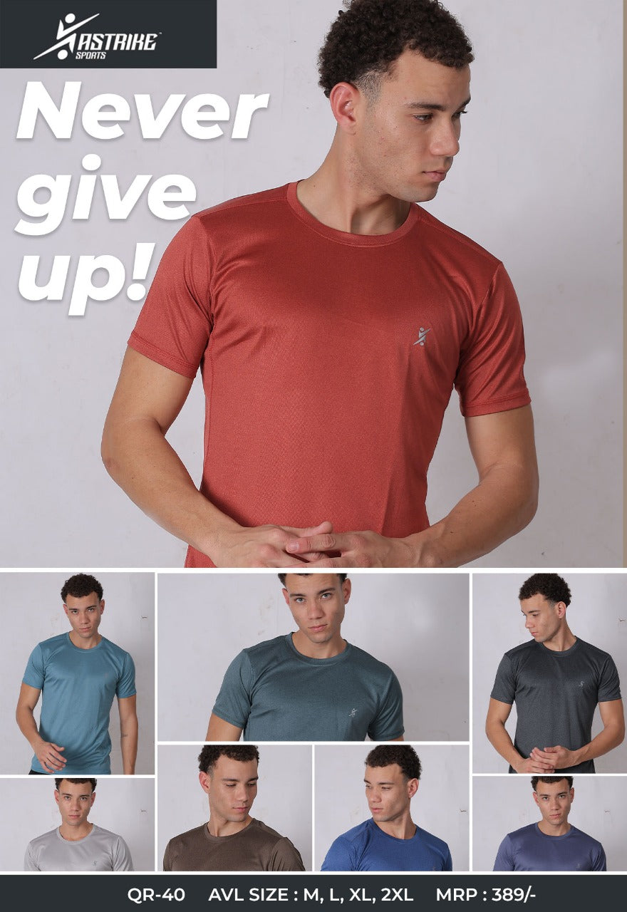 Men Solid Slim Fit Crew Neck T-shirt at Wholesale Price QR 40 | 8 Pcs Box