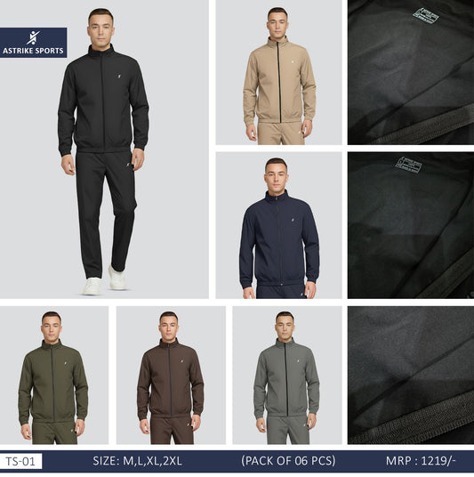 Men Solid Slim Fit Tracksuit at Wholesale Price TS-01 | 6 Pcs Box