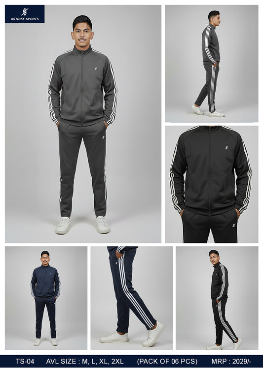 Men Solid Slim Fit Mock Winter Tracksuits at Wholesale Price TS-04 | 6 Pcs Box