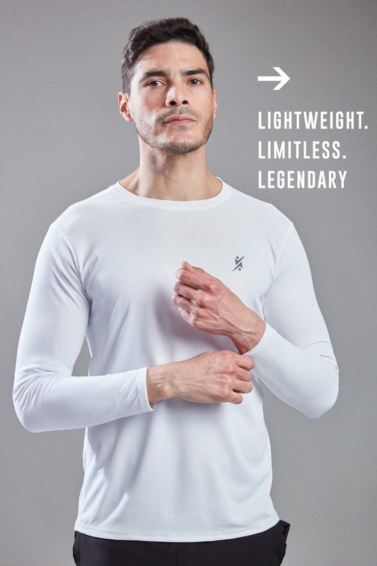 Men Slim Crew Neck Full Sleeve T-shirt at Wholesale Price QR 17 Specail White | 8 Pcs Box