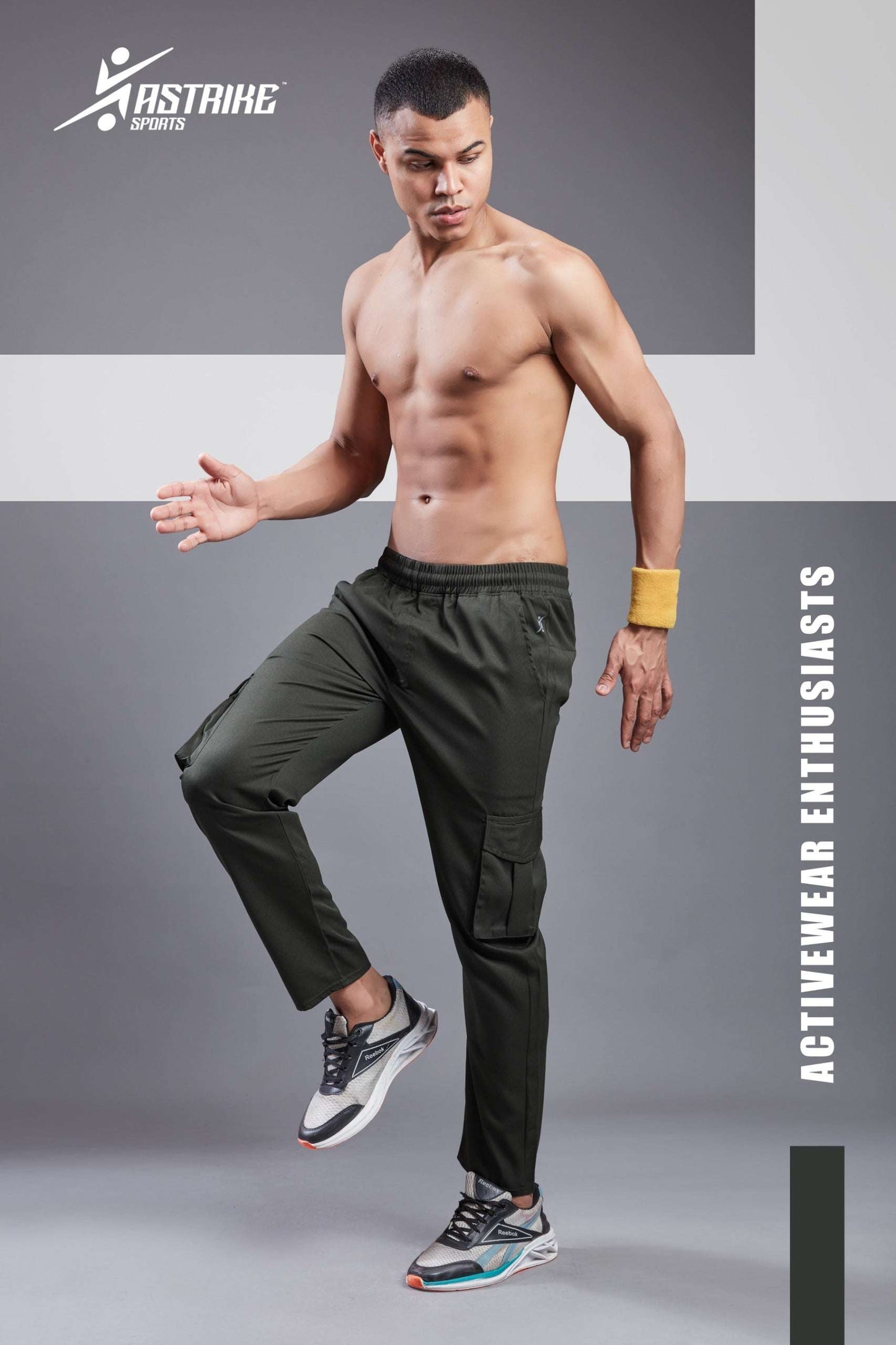 Men Solid Relax Fit Sports Cargo Trackpants at Wholesale Price J-675-(C) | 6 Pcs Box