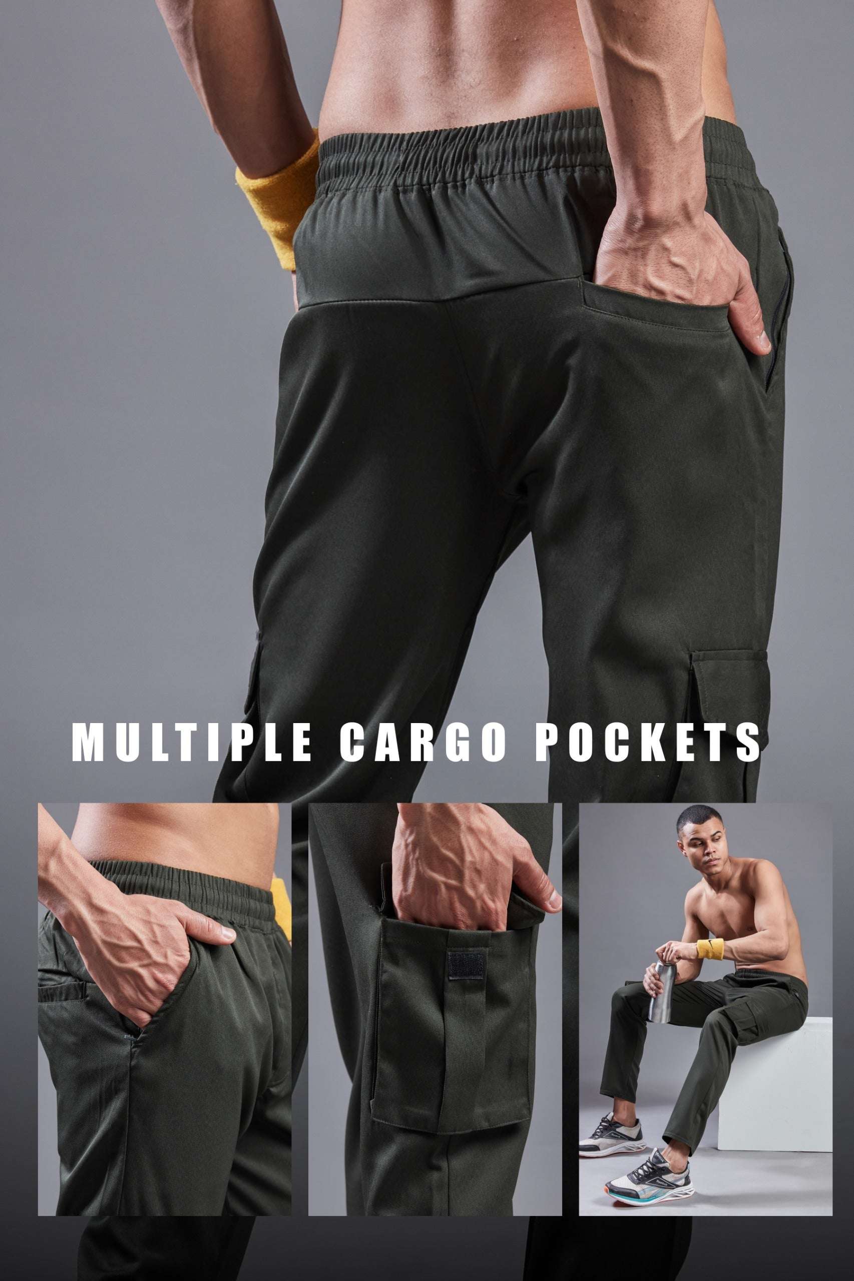Men Solid Relax Fit Sports Cargo Trackpants at Wholesale Price J-675-(C) | 6 Pcs Box