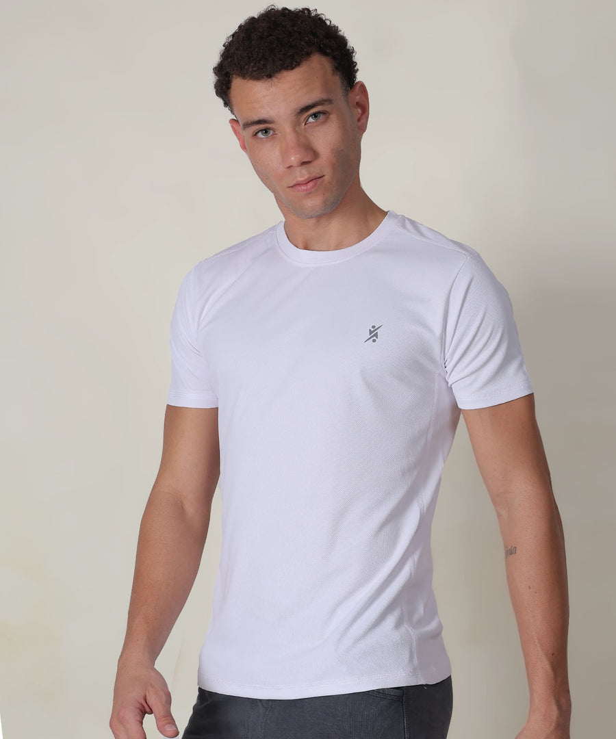 Men Slim Crew Neck T-shirt at Wholesale Price QR 10 Special White | 4 Pcs Box
