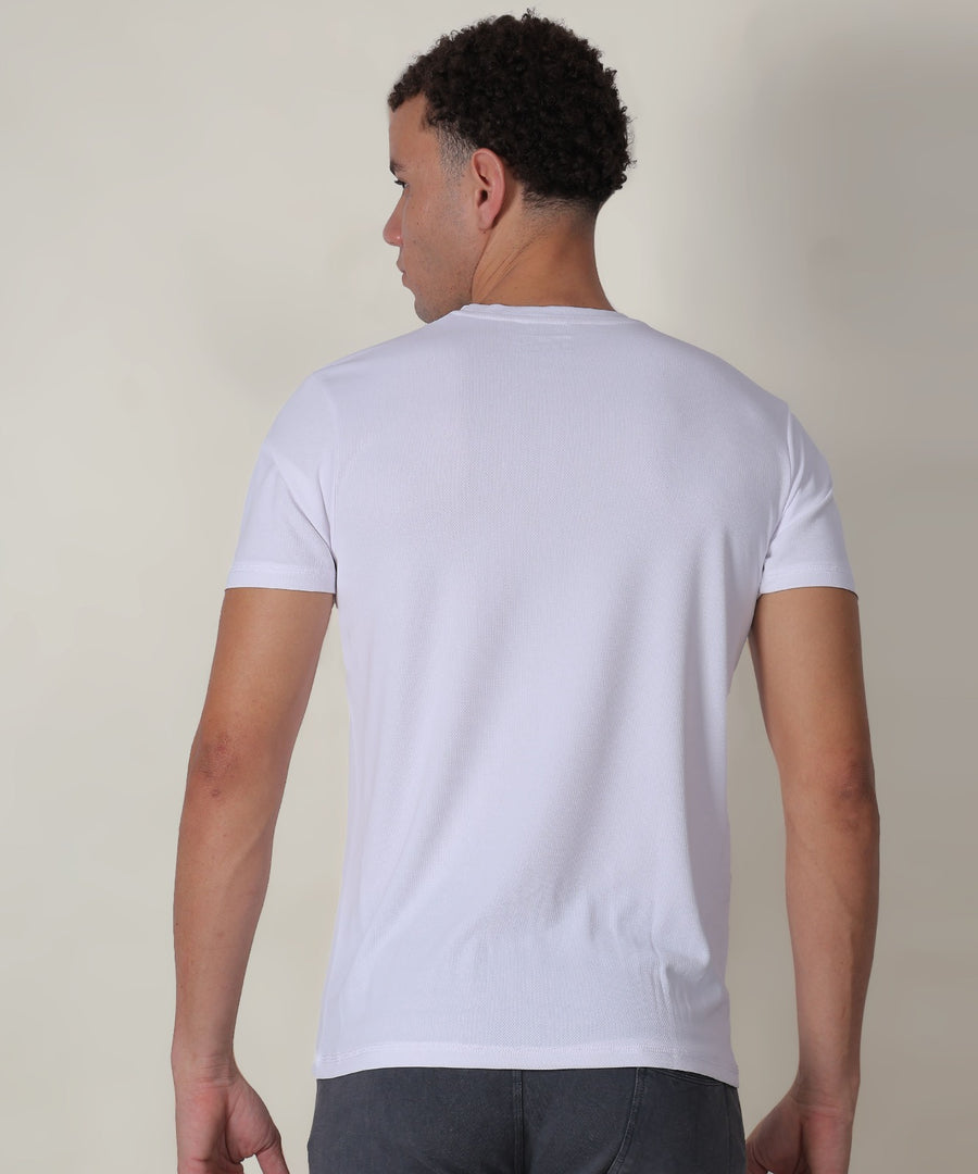 Men Slim Crew Neck T-shirt at Wholesale Price QR 10 Special White | 4 Pcs Box