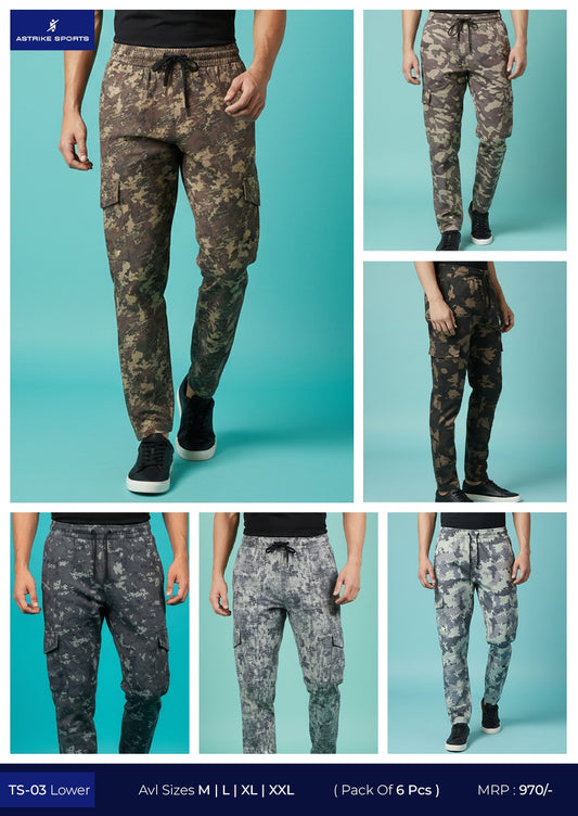 Men Solid Slim Fit Mock Winter Army Print Trackpant at Wholesale Price TS-03 | 6 pcs packing