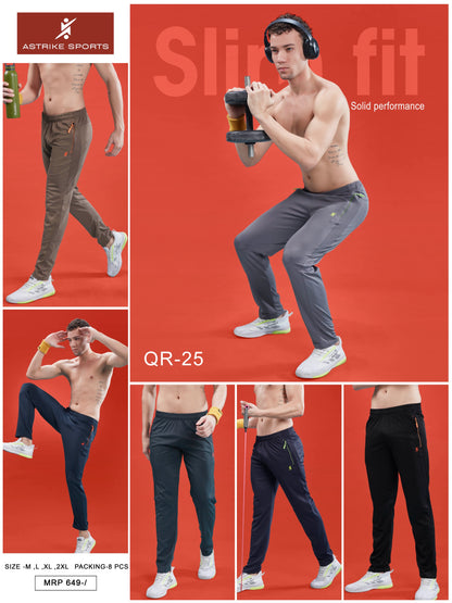 Men Solid Slim Fit Trackpants at Wholesale Price QR 25 | 8 Pcs Box