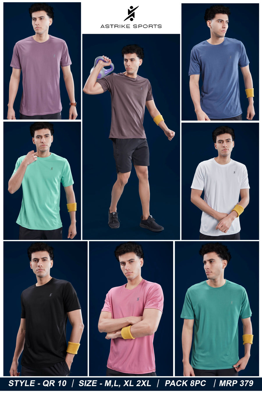 Men Abstract Solid Slim Fit Crew Neck T-shirt at Wholesale Price QR 10 | 8 Pcs Box