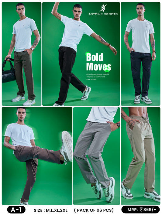 Men Solid Relax Fit Sports Trackpants at Wholesale Price A-1 | 6 Pcs Box